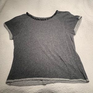 LOFT sweatshirt tee with beaded collar size S